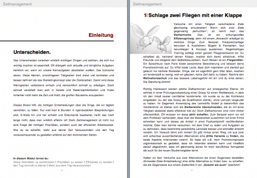 Einblick in ebook ZEITMANAGEMENT