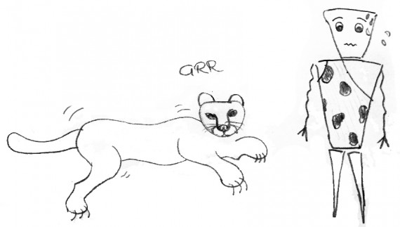 Angst überwinden, Zeichnung Mensch und Löwe