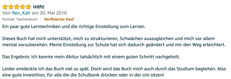 Erfahrungsbericht Lernkurs - Bestnote - Lernseminar - Lernratgeber - Buch Besser lernen - beste Lernmethode für Schueler und Studenten - Meinung - zu Martin Krengel 3