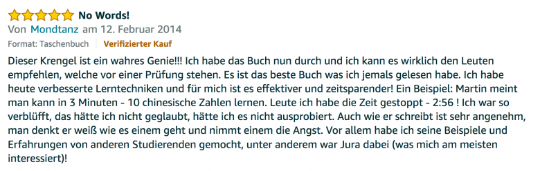 Rezension - Martin Krengel - Lerntipps - einfacher lesen und dinge verstehen und merken in Schule und Studium - Bestnote - Lernratgeber.07.44