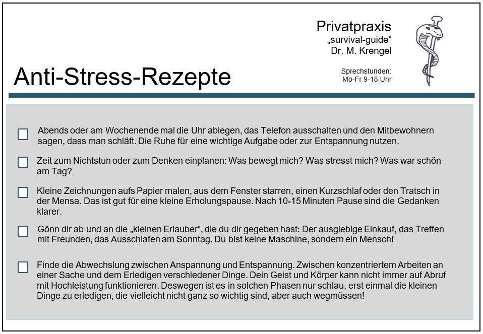 Anti-Stress-Rezept - Prokrastination - Aufschieberitis - Buch - Zeitmanagement - Selbstmanagement - Motivation - Konzentration - Studium - Lernen - Ratgeber - Dr. Martin Krengel