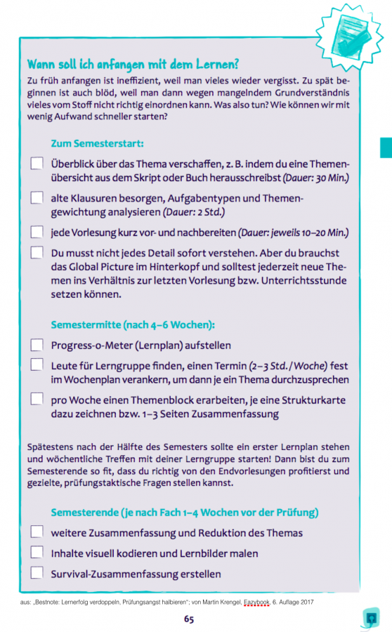 Checkliste für den perfekten Semesterstart - aus der Bestnote - Buch von Dr. Martin Krengel