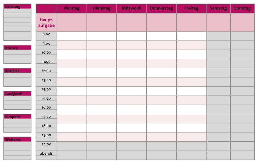 Wochenplan Vorlage Zum Ausdrucken Der Perfekte Von Dr Krengel