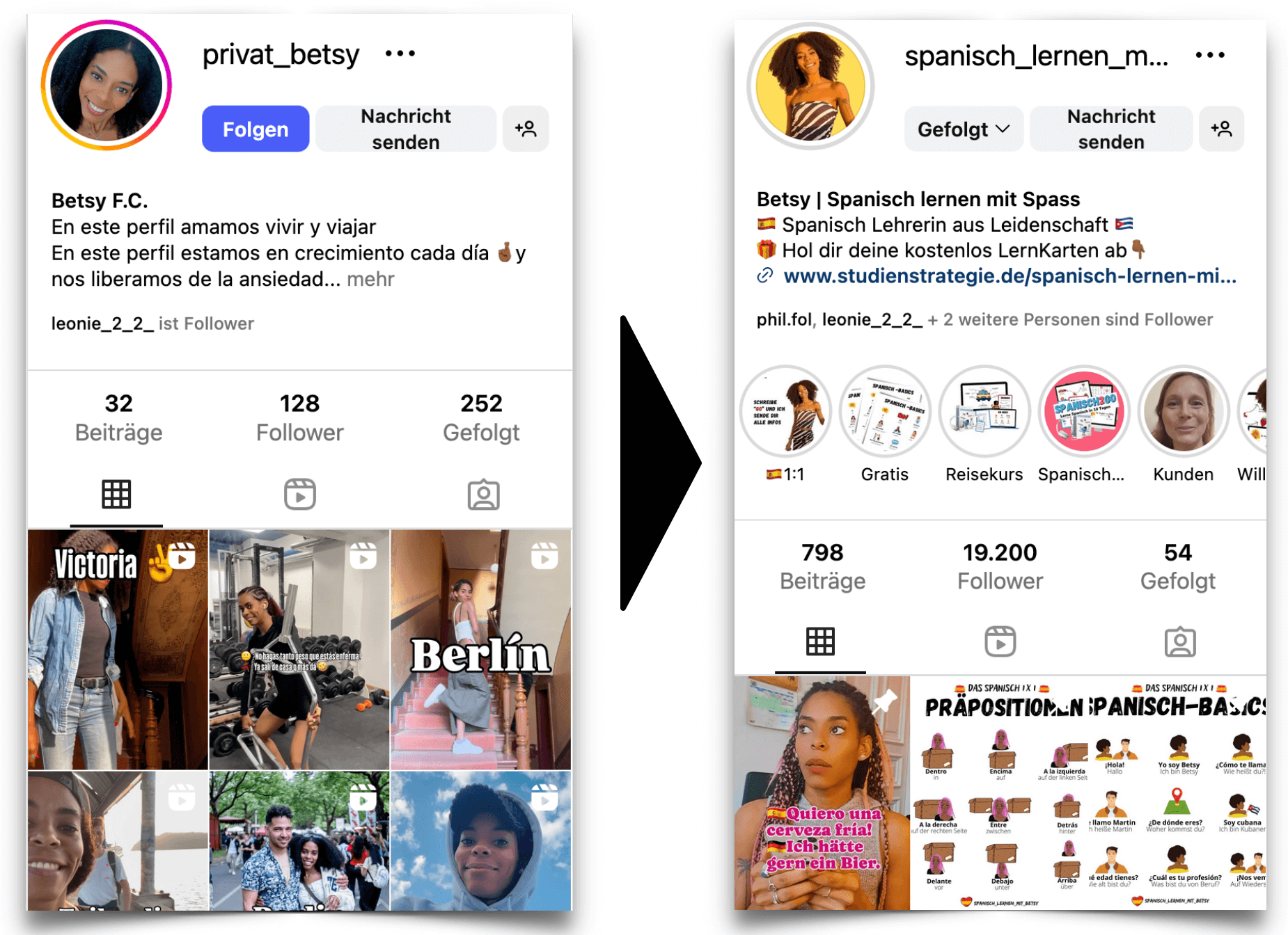 Insta Profil Umpositionierung Beispiel Betsy Flores Workshop Kurs Dr Krengel